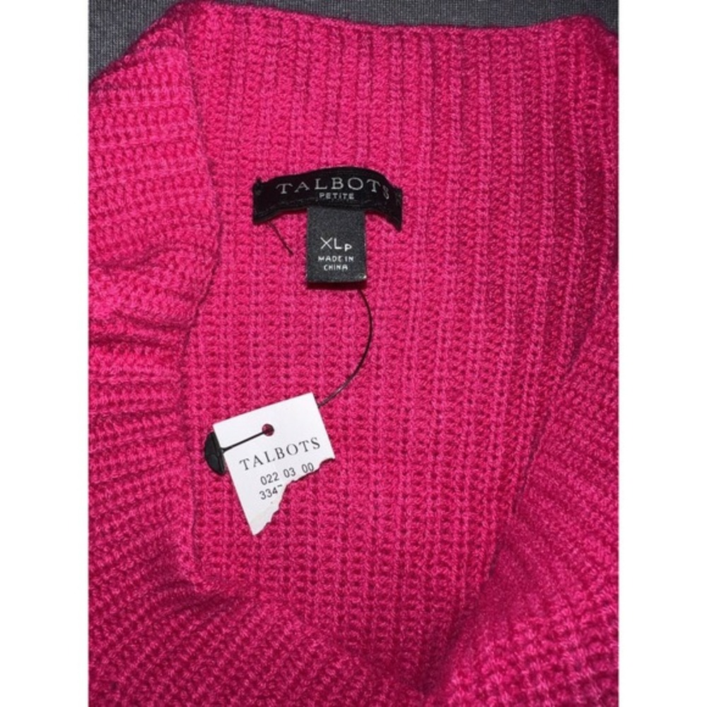 New Talbots Petite Sweater Cable Knit Lambswool Pullover Women's Sz XLP Pink NWT - Picture 7 of 8